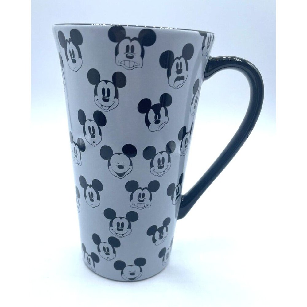 Faces Of Mickey Mouse Mug Cup 6” Tall Oh Boy! Black & Gray Disney Store
